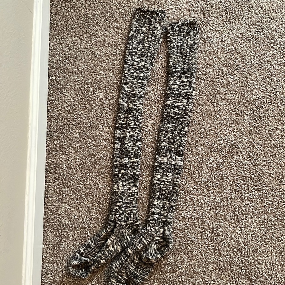 Black and white over the knee socks